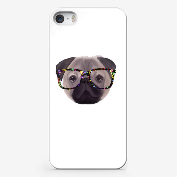 Чехол iPhone «Мопс в очках»