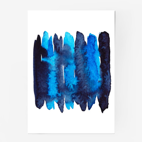 Постер «Абстрактные пятна и полосы Акварель Синее небо»