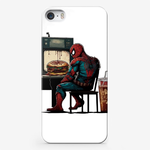 Чехол iPhone &laquo;Человек паук с бургером&raquo;