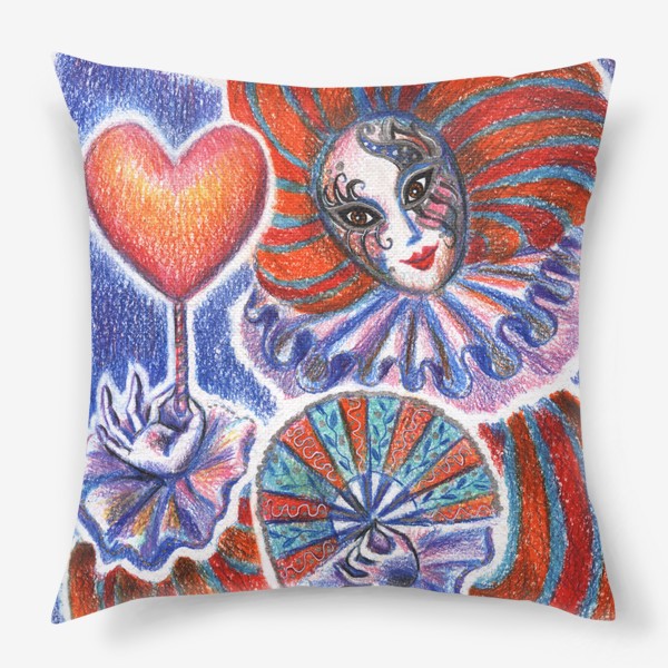 Подушка «Ко Дню Влюбленных. Венецианский карнавал, маска, сердечко. »