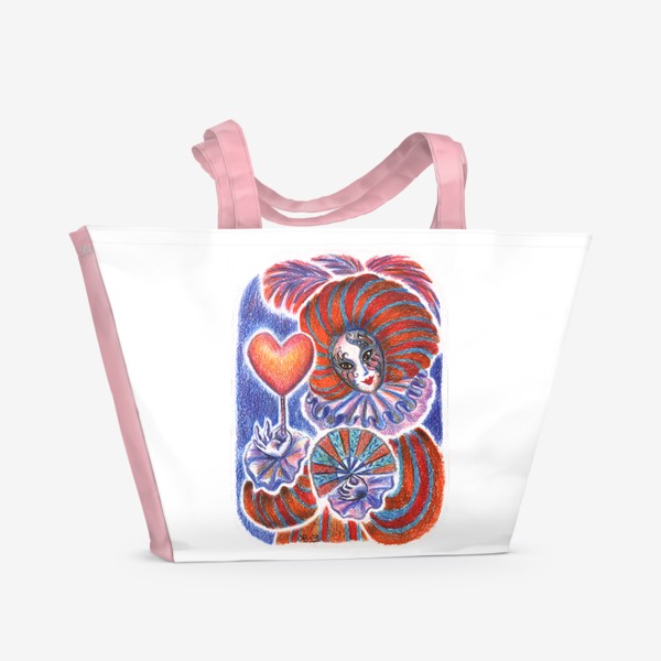 Пляжная сумка &laquo;Ко Дню Влюбленных. Венецианский карнавал, маска, сердечко. &raquo;