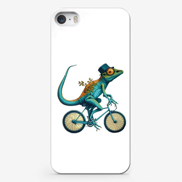 Чехол iPhone «Ящерица на велосипеде »