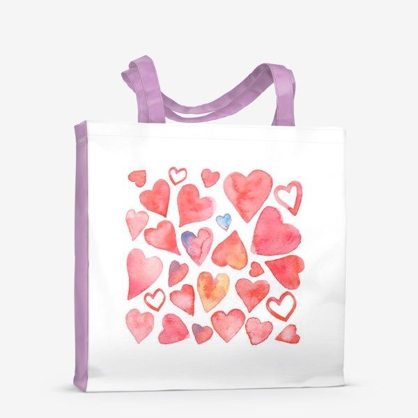 Сумка-шоппер «Пттерн из акварельных сердец. Сердце. День святого Валентина»