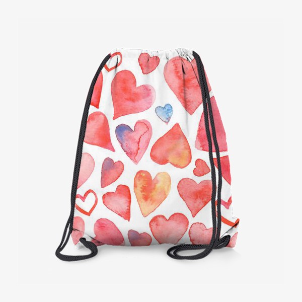 Рюкзак «Пттерн из акварельных сердец. Сердце. День святого Валентина»