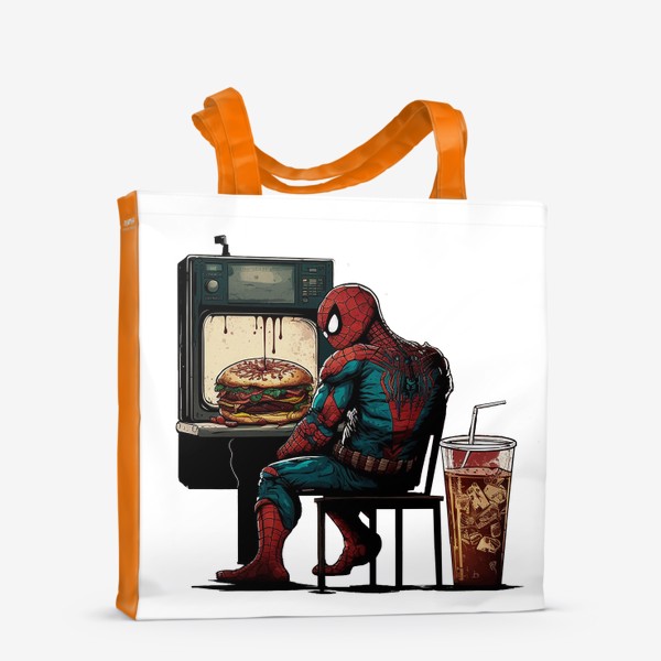 Сумка-шоппер «Человек паук с бургером»