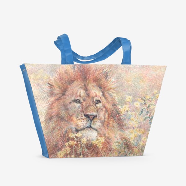 Пляжная сумка &laquo;Лев, царь , золото ,цветы&raquo;
