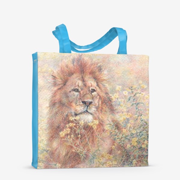 Сумка-шоппер «Лев, царь , золото ,цветы»