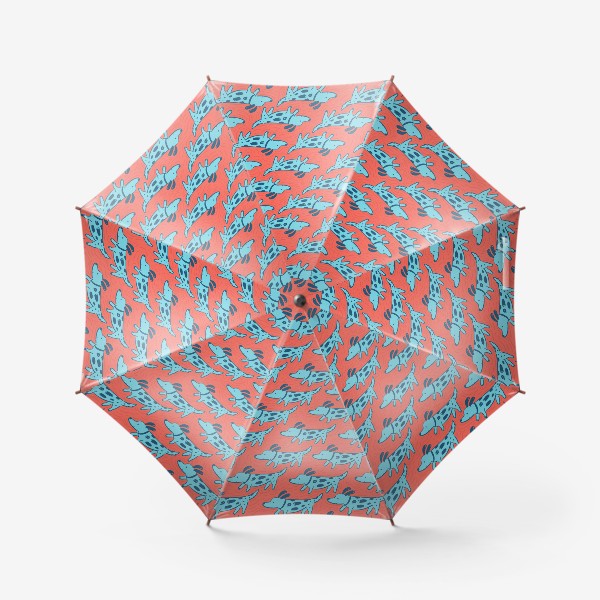 Зонт «Голубые дудл собаки на оранжевом»