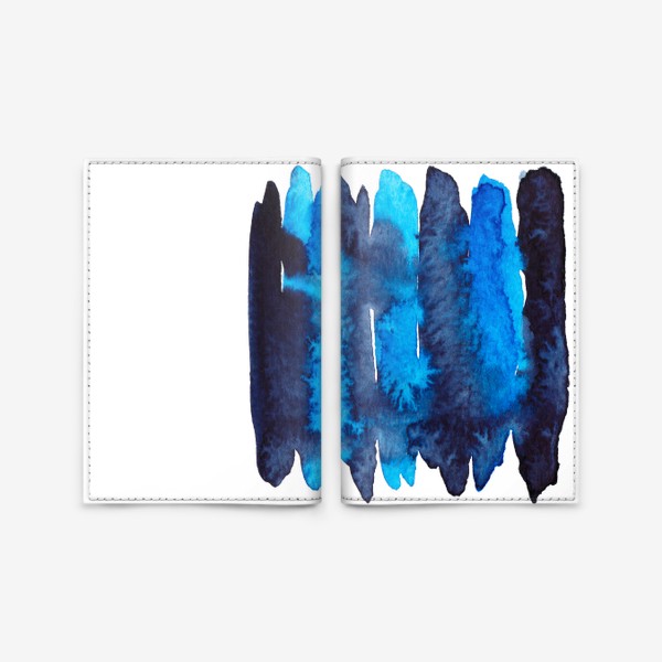 Обложка для паспорта «Абстрактные пятна и полосы Акварель Синее небо»