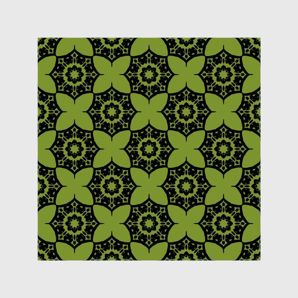 Шторы &laquo;Черный орнамент на зеленом. Винтажный интерьерный узор.&raquo;