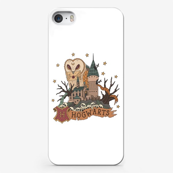 Чехол iPhone «Гарри Поттер. Замок Хогвартс и сова с письмом»