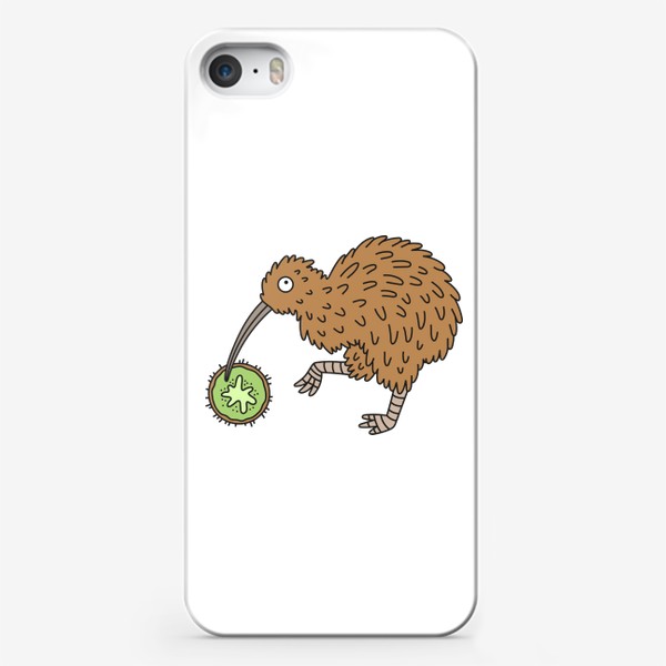 Чехол iPhone &laquo;Смешная птица киви с фруктом киви&raquo;