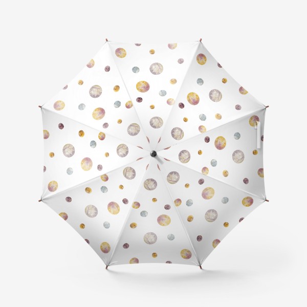 Зонт «Акварельный нарисованный вручную бесшовный фон с яркими иллюстрациями космических планет, Космос, круг, шар, пятно»