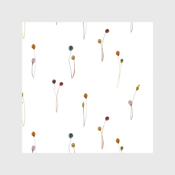 Шторы &laquo;Акварельный нарисованный вручную бесшовный фон с яркими иллюстрациями простых растений колосков, травинок, цветов&raquo;