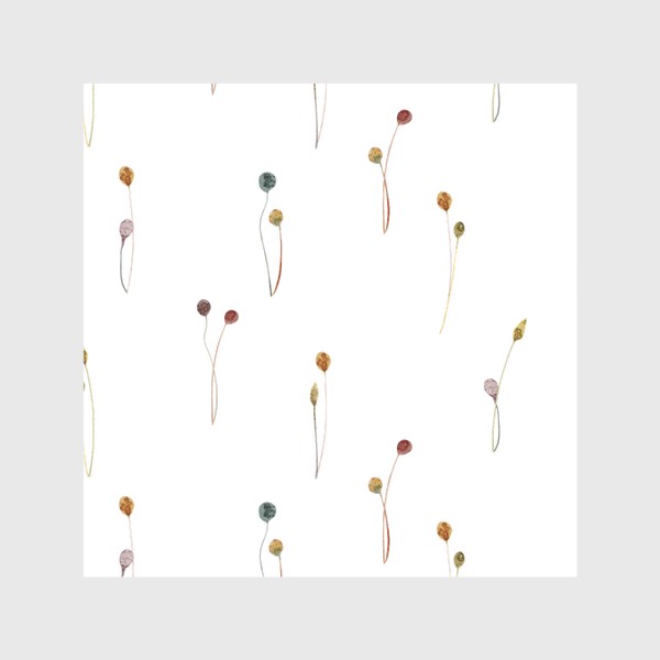 Скатерть &laquo;Акварельный нарисованный вручную бесшовный фон с яркими иллюстрациями простых растений колосков, травинок, цветов&raquo;