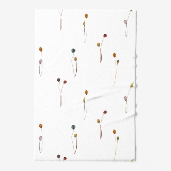 Полотенце «Акварельный нарисованный вручную бесшовный фон с яркими иллюстрациями простых растений колосков, травинок, цветов»