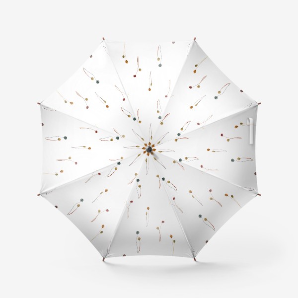 Зонт «Акварельный нарисованный вручную бесшовный фон с яркими иллюстрациями простых растений колосков, травинок, цветов»