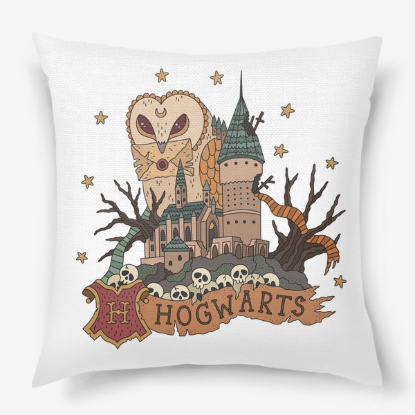 Подушка «Гарри Поттер. Замок Хогвартс и сова с письмом»
