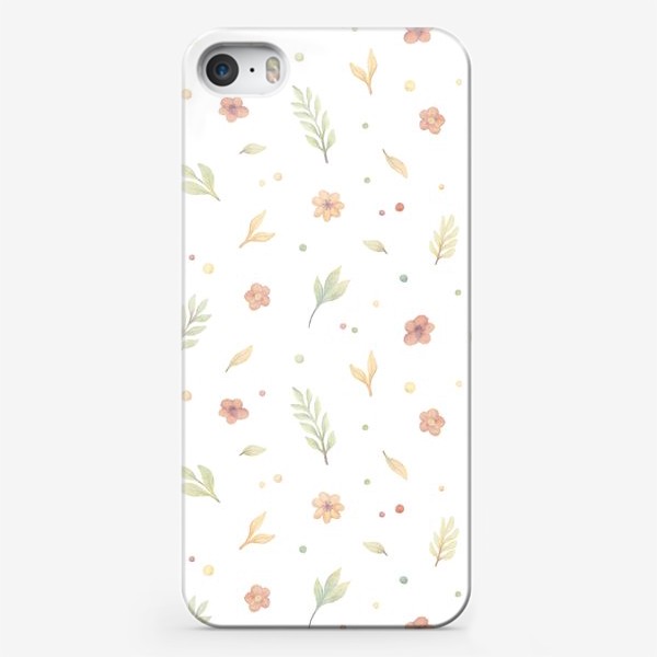 Чехол iPhone «Акварельный нарисованный вручную бесшовный фон с нежными иллюстрациями простых растений, весенних цветов»