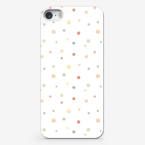 Чехол iPhone «Акварельный нарисованный вручную бесшовный фон с нежными иллюстрациями простых точек пятен весенних цветов. Узор горошек»