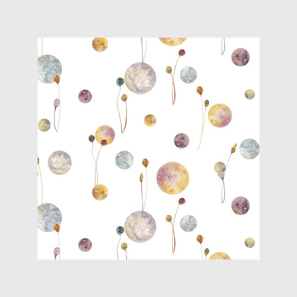 Скатерть &laquo;Акварельный нарисованный вручную бесшовный фон с яркими иллюстрациями простых растений колосков, травинок, цветов, пятен&raquo;