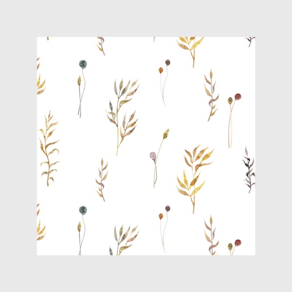 Скатерть &laquo;Акварельный нарисованный вручную бесшовный фон с яркими иллюстрациями простых растений колосков, травинок, цветов. Рожь&raquo;
