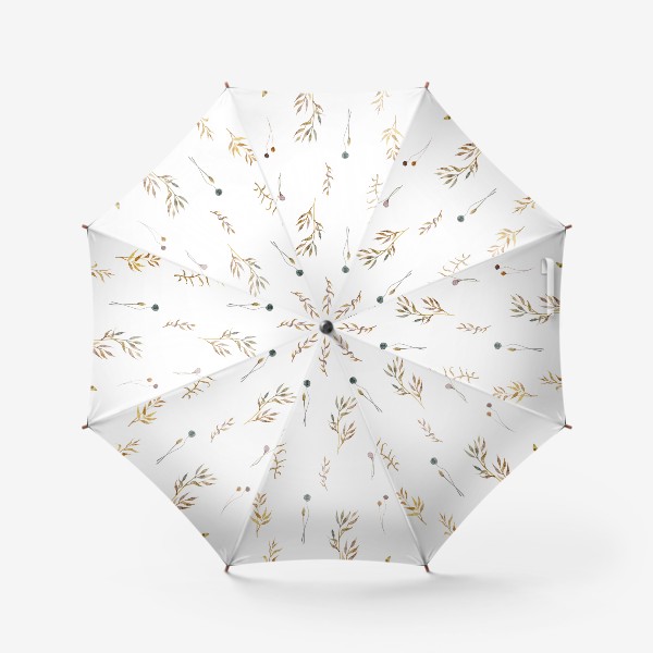 Зонт &laquo;Акварельный нарисованный вручную бесшовный фон с яркими иллюстрациями простых растений колосков, травинок, цветов. Рожь&raquo;