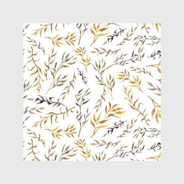 Шторы &laquo;Акварельный нарисованный вручную бесшовный фон с яркими иллюстрациями простых растений колосков, травинок, цветов. Рожь&raquo;