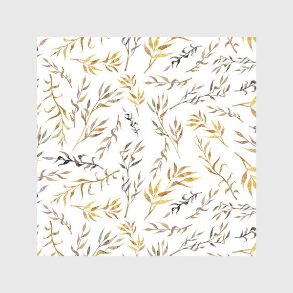 Скатерть «Акварельный нарисованный вручную бесшовный фон с яркими иллюстрациями простых растений колосков, травинок, цветов. Рожь»