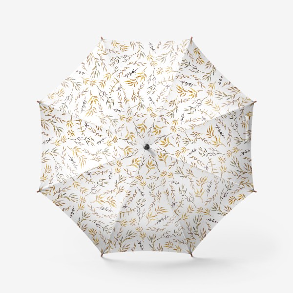 Зонт &laquo;Акварельный нарисованный вручную бесшовный фон с яркими иллюстрациями простых растений колосков, травинок, цветов. Рожь&raquo;