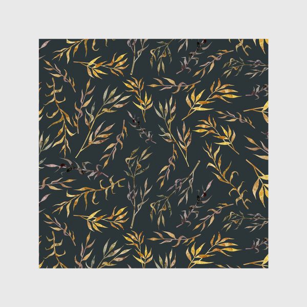 Шторы «Акварельный нарисованный вручную бесшовный фон с яркими иллюстрациями простых растений колосков, травинок, цветов. Рожь»