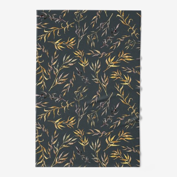 Полотенце &laquo;Акварельный нарисованный вручную бесшовный фон с яркими иллюстрациями простых растений колосков, травинок, цветов. Рожь&raquo;