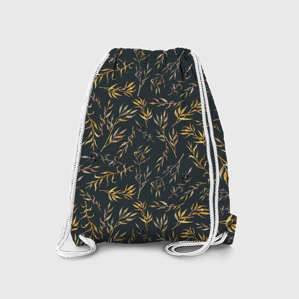 Рюкзак «Акварельный нарисованный вручную бесшовный фон с яркими иллюстрациями простых растений колосков, травинок, цветов. Рожь»