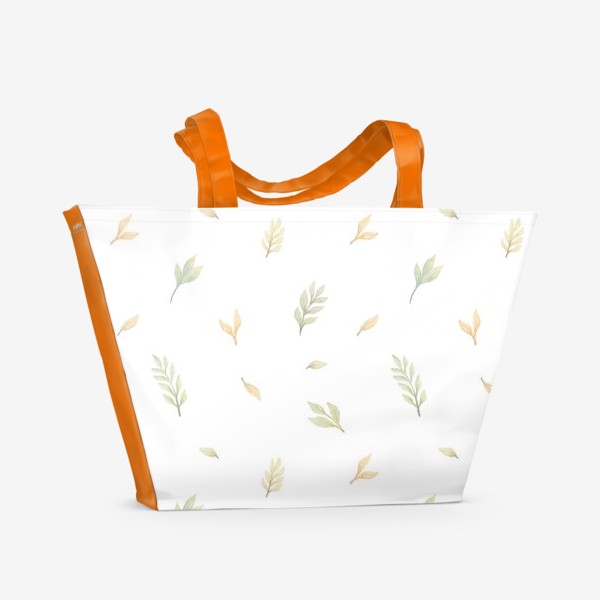 Пляжная сумка «Акварельный нарисованный вручную бесшовный фон с нежными иллюстрациями простых растений, весенних цветов»