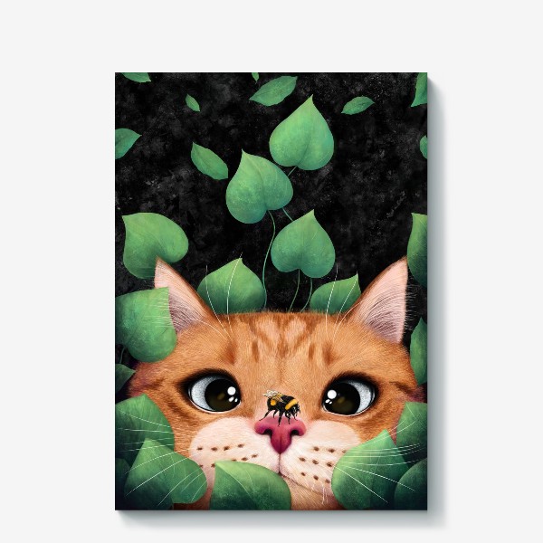Холст «Кот в листве»