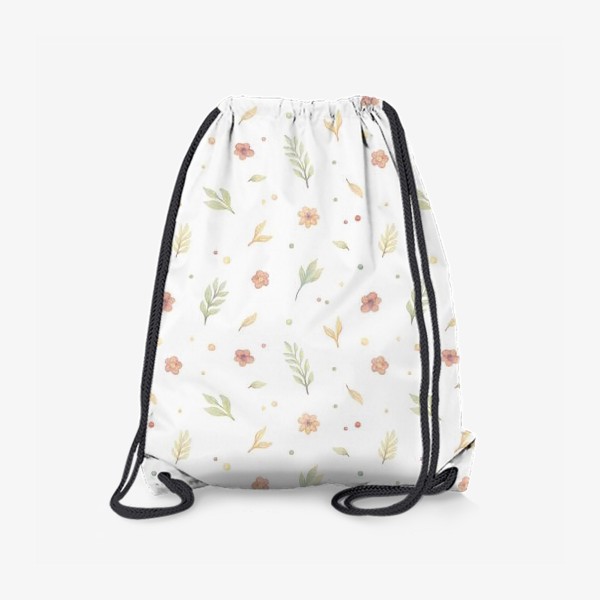 Рюкзак &laquo;Акварельный нарисованный вручную бесшовный фон с нежными иллюстрациями простых растений, весенних цветов&raquo;