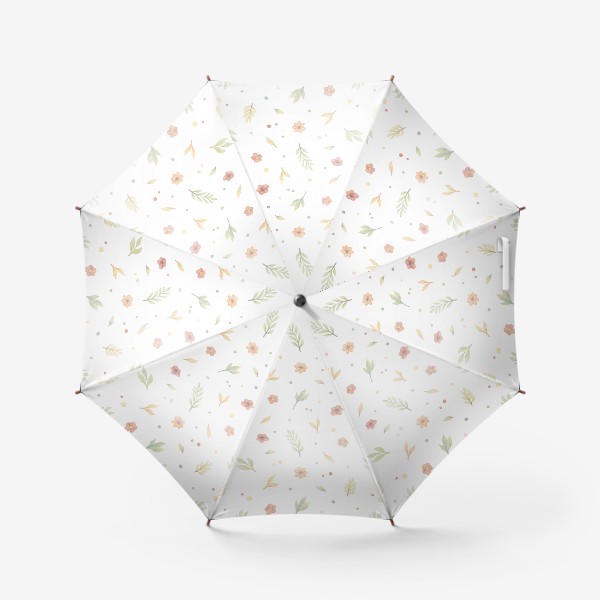 Зонт «Акварельный нарисованный вручную бесшовный фон с нежными иллюстрациями простых растений, весенних цветов»