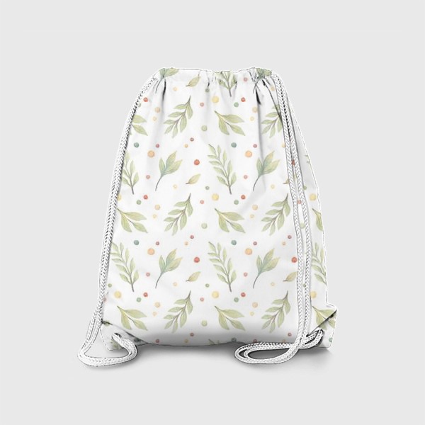Рюкзак &laquo;Акварельный нарисованный вручную бесшовный фон с нежными иллюстрациями простых растений, весенних цветов, веточек, точек&raquo;