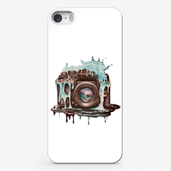 Чехол iPhone «Фотоаппарат акварельный с каплями»