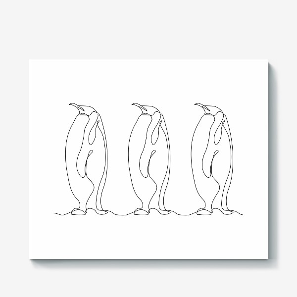 Холст &laquo;три пингвина. Минимализм. Монолиния&raquo;