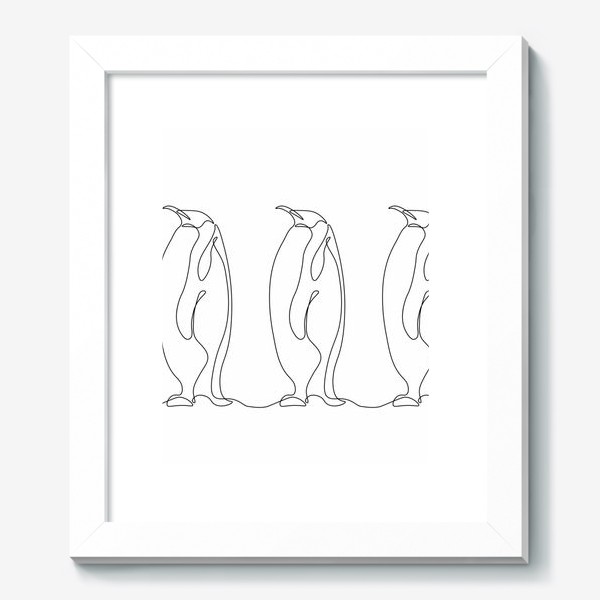 Картина «три пингвина. Минимализм. Монолиния»