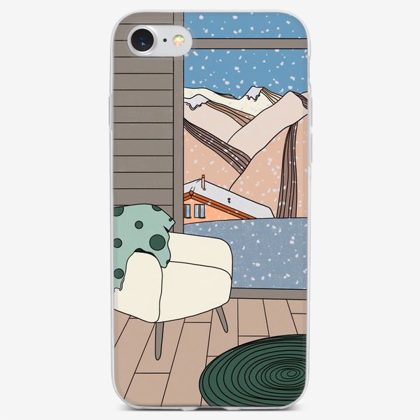 Чехол iPhone «Снег за окном. Уют дома»