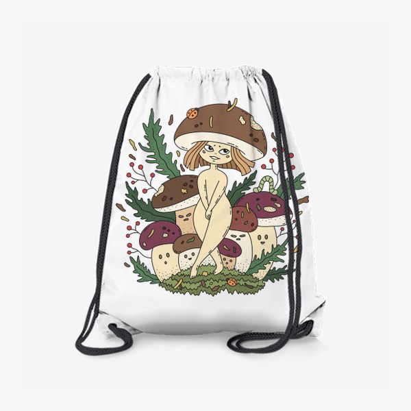 Рюкзак «Белые грибы. Веселая девочка грибочек в лесу»