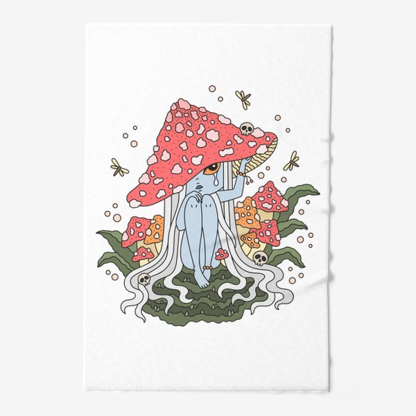 Полотенце «Грустный мухомор. Девочка грибочек в красной шляпке»