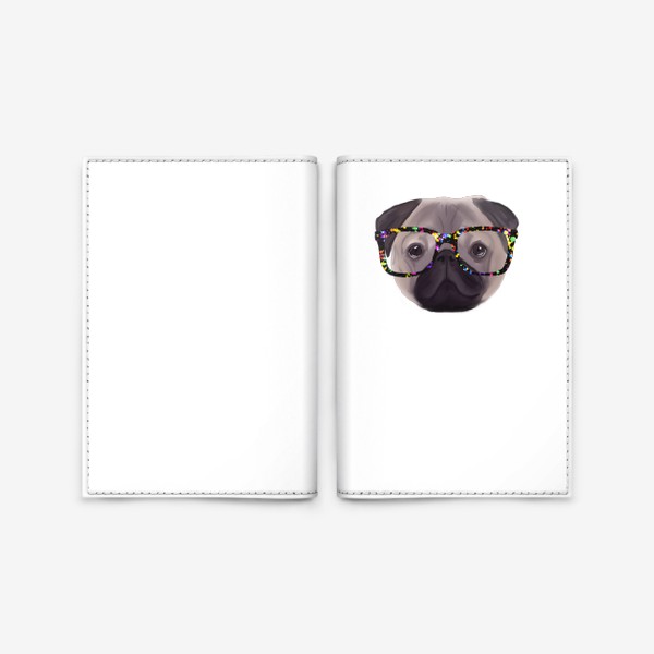 Обложка для паспорта «Мопс в очках»