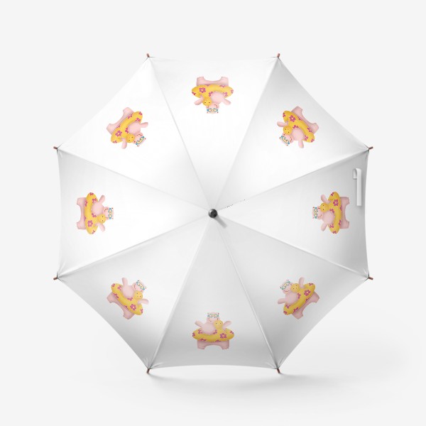 Зонт «Розовый бегемот в надувном круге»