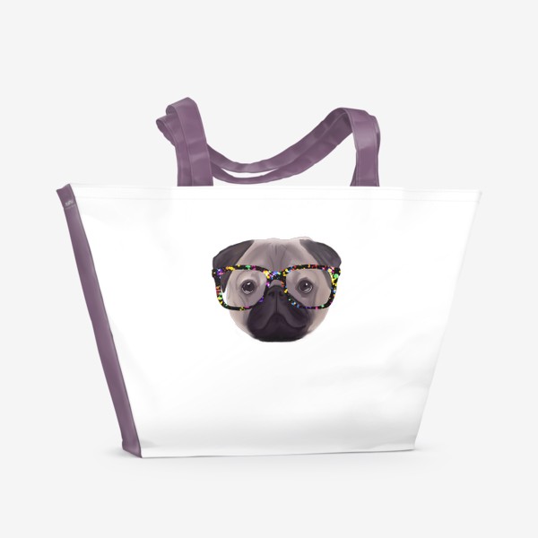 Пляжная сумка «Мопс в очках»