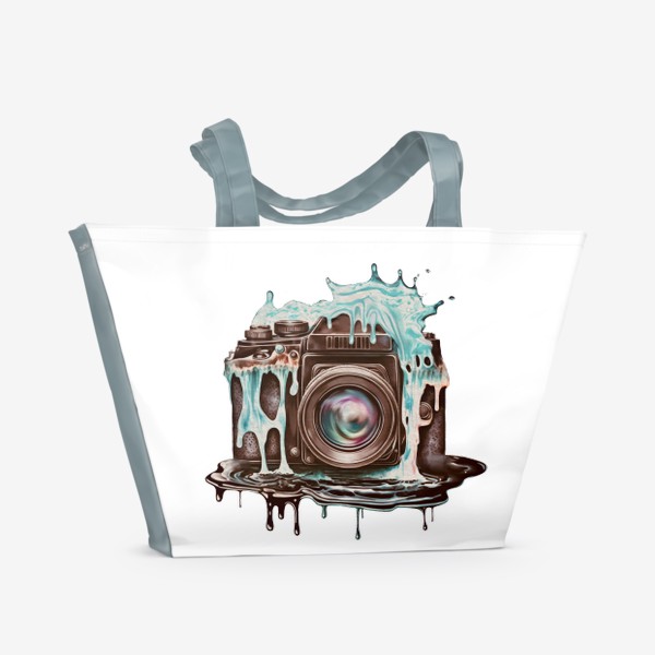 Пляжная сумка «Фотоаппарат акварельный с каплями»