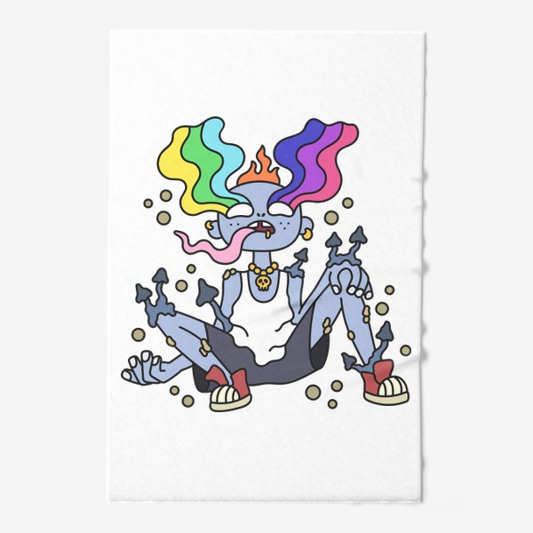 Полотенце «Мальчик панк с радугой из глаз и грибочками»