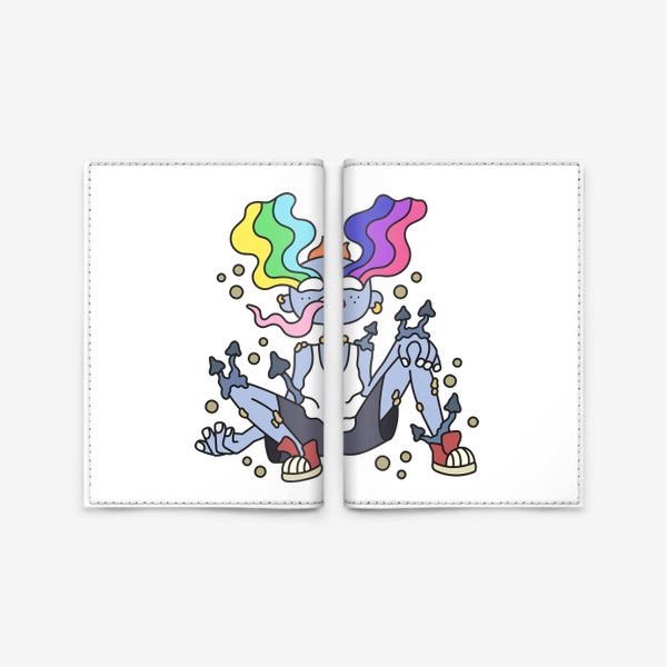 Обложка для паспорта «Мальчик панк с радугой из глаз и грибочками»